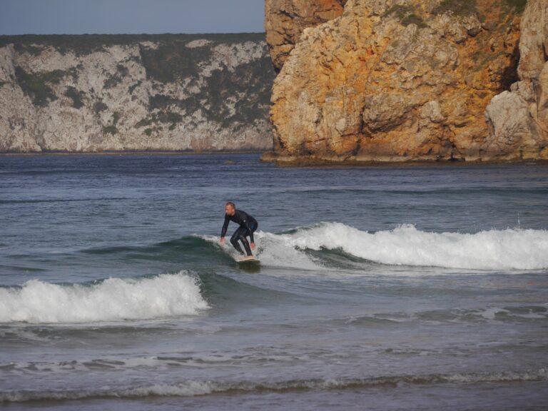 Perfect small waves Beliche with Surf Guide Algarve