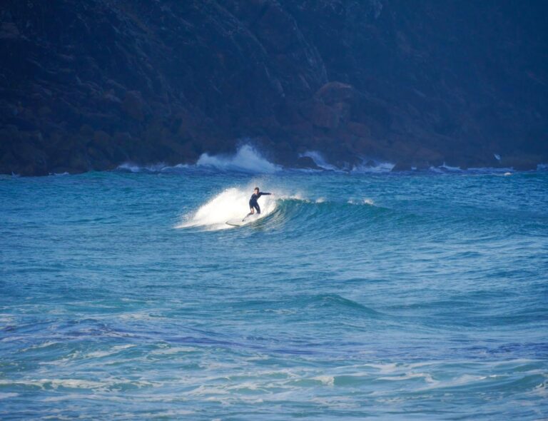 perfect small waves single fin surfing with surf guide algarve