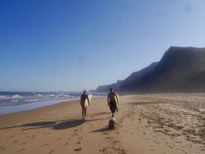 empty beach cordoama with surf guide algarve