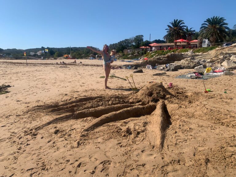 giant octopus sand castle surf guide algarve family