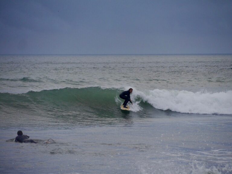 backside surfing at barranco with surf guide algarve