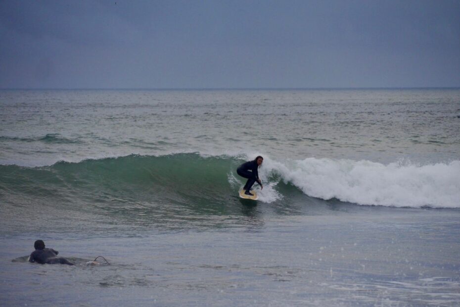 backside surfing at barranco with surf guide algarve