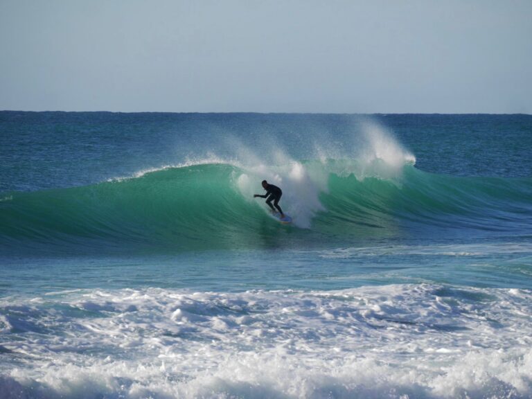 perfect wave at cabanas velhas with surf guide algarve