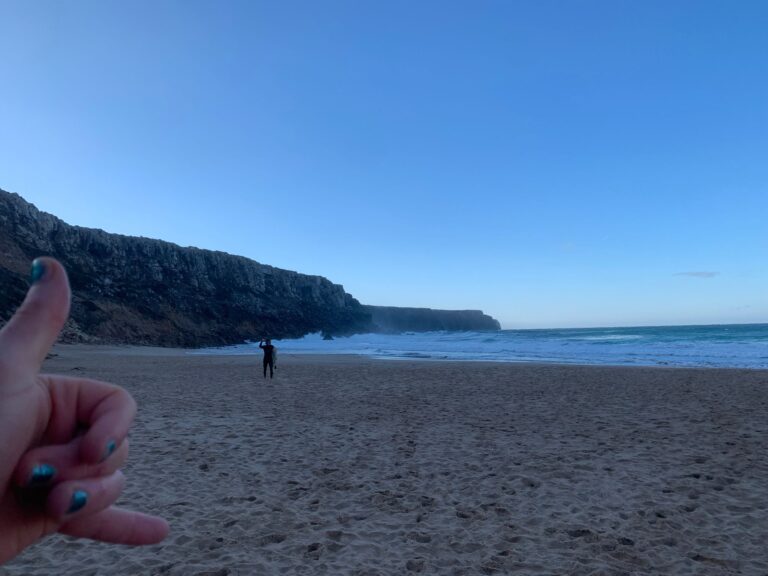 stoked after surf with surf guide algarve