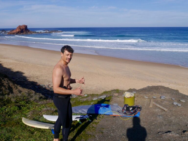 the OG surf guide algarve guest at the beach